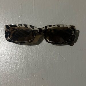 Leopard Print Rectangular Sunglasses